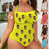 Custom Face Multiple Colors Women's Ruched Push Up Halter Swimsuit Personalized One Piece Bathing Suits
