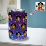 Custom Face Starry Koozies Personalized Funny Face Can Cooler Neoprene Non Slip for Beer Cans and Bottles