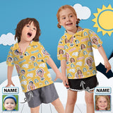 Custom Face&Name Rainbow Yellow Little Boys and Girls Polo Shirt