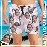 Design Your Own Swim Trunks with Custom Face Personalized Flamingos Pineapple Men's Quick Dry Swim Shorts
