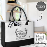Custom Text Best Mother Canvas Shoulder Tote Bag Embroidery Personalized Environmental Protection Handbag Mom Tote Bag Mommy Bag Mom Gift
