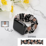 Custom Face Rose Scrunchie Elastic Watch Band Compatible with Apple Watch Band Women Girls Cloth Hair Rubber Band Strap Bracelet for iwatch