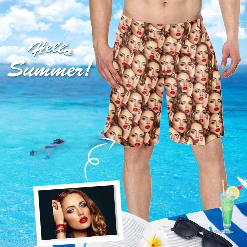 1-Custom Photo Beach Shorts