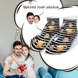Father's Day-Custom Face Stripe Feeding Bottle Wine Glass Socks Low Cut Ankle Socks