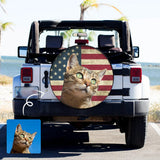 Custom American Flag Pet Face Spare Tire Cover Wheel Cover Protectors Car Accessories 14/15/16/17/18