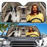 Custom Jesus and My Dog Personalized Funny Car Front Windshield Sun Shade Offers Ultimate Protection for Car Interior