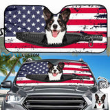 Custom My Dog In US Flag Personalized Funny Car Front Windshield Sun Shade Offers Ultimate Protection for Car Interior