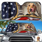 Custom Pet American Flag Pattern Zipper Personalized Funny Car Front Windshield Sun Shade Offers Ultimate Protection for Car Interior