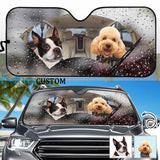 Custom Pet Rainy Driving Personalized Funny Car Front Windshield Sun Shade Offers Ultimate Protection for Car Interior