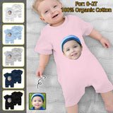 #For 0-2T-Custom Face Baby Short Sleeve Rompers 100% Organic Cotton Jumpsuit One-piece Coverall and Layette Set