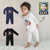 #For 6M-2T-Custom Face&Name Carrot Long Sleeve Rompers 100% Organic Cotton Jumpsuit One-piece Coverall and Layette Set