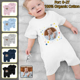 #For 0-2T-Custom Photo Baby Short Sleeve Rompers 100% Organic Cotton Jumpsuit One-piece Coverall and Layette Set