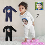 #For 6M-2T-Custom Face Baby Long Sleeve Rompers 100% Organic Cotton Jumpsuit One-piece Coverall and Layette Set
