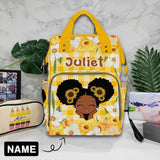 Custom Name Yellow Sunflower Diaper Bag Backpack Kid's School Bag