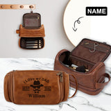 Custom Name Top Genuine Leather Handbag - Toiletry Bag - Customizable Gift For Father