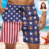 Custom Face American Flag Pentagram Men's Quick-drying Beach Shorts