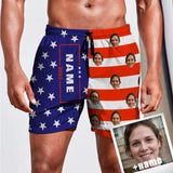 Custom Face Name American Flag Men's Quick-drying Beach Shorts Personalized Photo Sports Shorts