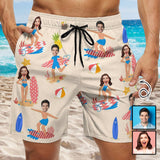 Custom Girlfriend Face Surfing Pool Men's Casual Quick-drying Beach Shorts