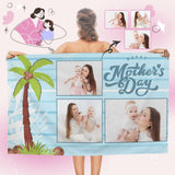 Custom Photo Best Mom Beach Towel Quick-Dry, Sand-Free, Super Absorbent, Non-Fading, Beach&Bath Towel Beach Blanket Personalized Mother's Day Surprise Gift Beach Towel