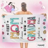 Custom Name Colorful Flower  Beach Towel Quick Dry Absorbent Cotton Lightweight Thin Bathroom Bath Pool Swim Towels Sand Free Towel Beach Accessories Essentials Mother's Day Gift