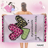 Custom Name Three Hearts Beach Towel Quick-Dry, Super Absorbent, Non-Fading, Beach&Bath  Personalized Mother's Day Surprise Gift Beach Towel