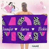 Custom Name Purple Beach Towel Quick-Dry, Super Absorbent, Non-Fading, Beach&Bath  Personalized Mother's Day Surprise Gift Beach Towel