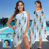Custom Face Pineapple Beach Wraps Chiffon Sarong Bikini Swimsuit Cover Ups Skirt Tassels