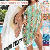 Custom Photo or Text Beach Wraps Multiple Deisgns Chiffon Sarong Bikini Swimsuit Cover Ups Skirt Tassels