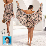 Custom Seamless Face Beach Wraps Chiffon Sarong Bikini Swimsuit Cover Ups Skirt Tassels