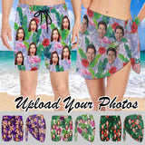 Custom Face Flowers Bikini Cover Up Men's Swim Shorts Personalised Short Sarongs Beach Wrap Couple Swimwear