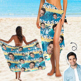 Custom Face Flowers&Tree Long Sarongs Beach Wrap Personalized Bikini Cover Up