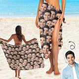 Custom Seamless Face Long Sarongs Beach Wrap Personalized Bikini Cover Up