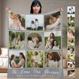 Custom Photo Love You Forever Anti-pilling Flannel Blanket Personalized Mother's Day Blanket Gifts For Best Mom And Grandma
