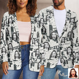 Custom Face Newspaper Element Couple Casual Blazers Coat