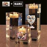 Custom Photo&Name Love You Forever Set of 3 Elegant Crystal Tealight Holders