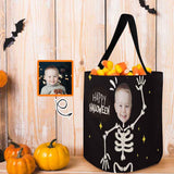 Custom Face Skull Halloween Trick or Treat Colorful Tote Bags (8.26