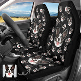 Custom Pet Face Black Family Car Seat Covers Universal Auto Waterproof Front Seat Protector (Set of 2)