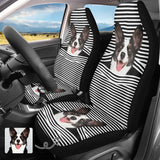 Custom Pet Face Stripe Family Car Seat Covers Universal Auto Waterproof Front Seat Protector (Set of 2)
