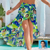 Custom Face Fashion Graffiti Women's Long Cover Up Skirt With Slit Swimsuit Beach Wrap