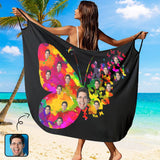 Custom Face Colorful Butterfly Strap Backless Beach Dress Personalized Women's Cover up Beach Dress