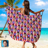 Custom Face Flag Independence Day Strap Backless Beach Dress Personalized Women's Cover up Beach Dress