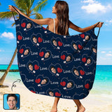 Custom Face Love Heart Strap Backless Beach Dress Personalized Women's Cover up Beach Dress