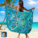Custom Face Ocean Color Strap Backless Beach Dress Personalized Women's Cover up Beach Dress
