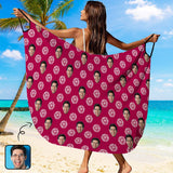 Custom Face Rose Red Strap Backless Beach Dress Personalized Women's Cover up Beach Dress