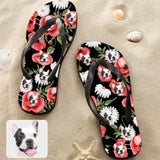 Custom Dog Face And Flower Flip Flops For Both Man And Woman Funny Gift For Vacation,Wedding Ideas For Guests