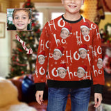 Custom Face Christmas Hat Ho Kid's Crewneck Sweatshirt