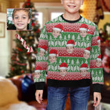 Custom Face Christmas Hat Tree Kid's Crewneck Sweatshirt