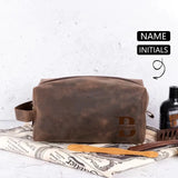 Custom Initials&Name PU Leather Bag Engraved Clutch Toiletry Bag Cosmetic Bag Unique Gift