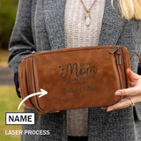 Custom Name Mom PU Leather Cosmetic Bag Toiletry Bag Personalized Mother's Day Gift