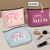 Custom Name Portable Cosmetic Bag Personalized Mother's Day Gift Mom's Garden Leather Wash Bag